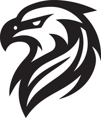 Bold Tribal Eagle Head Vector Logo in Black and White

