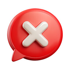 Obraz premium 3D Glossy Red Speech Bubble with White 'X' for Errors & Warnings