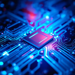 circuit board glowing in blue tones a futuristic technology concept | generative AI