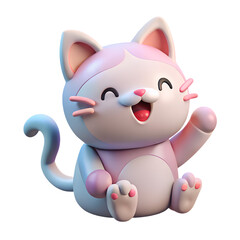 Fototapeta premium Cute Pastel Cartoon Cat Sticker