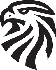 Bold Tribal Eagle Head Vector Logo in Black and White

