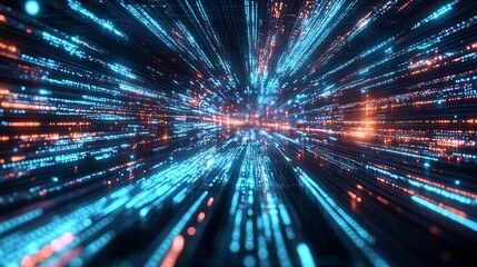 Virtual Data Storm: A storm of digital data flowing through an AI-powered virtual environment