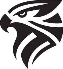Bold Tribal Eagle Head Vector Logo in Black and White

