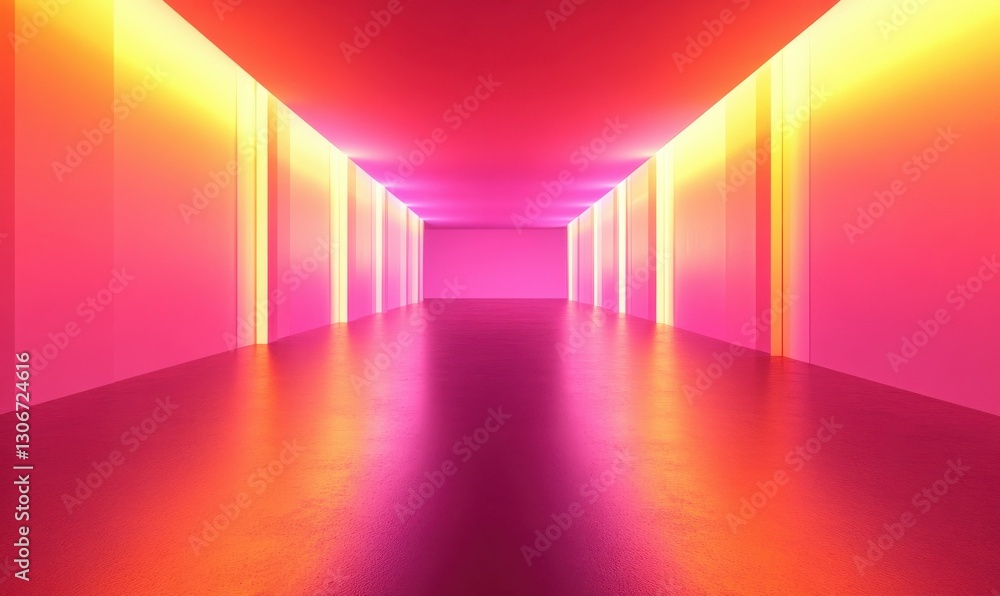 Poster bold glowing gradient in vibrant pink and orange hues illuminated by subtle light, creating a dynami
