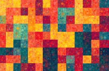 Multicolored geometric background of squares and rectangles in retro colors. Geometric Cover Abstract Design. mosaic seamless pattern. Vintage poster. Art with retro colored vector background objects