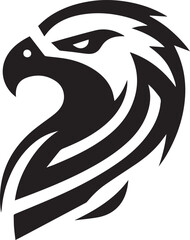 Bold Tribal Eagle Head Vector Logo in Black and White

