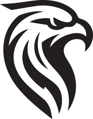 Bold Tribal Eagle Head Vector Logo in Black and White

