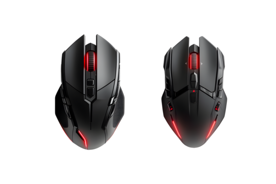 .black wireless computer mouse on transparent background
