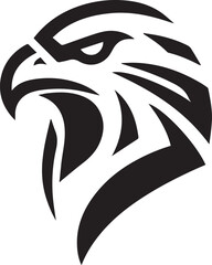 Bold Tribal Eagle Head Vector Logo in Black and White

