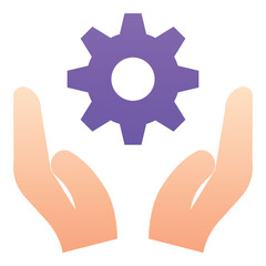 Gradient color icon, illustration for Hand, gear, setting.