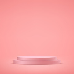 Pink background vector 3d with podium space for selling products on the website. Display of cosmetic products. Stage or podium. Product display background. Vector illustration.