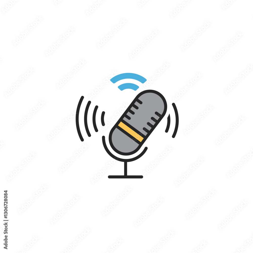 Aufkleber ai assistant with a microphone and sound waves on a white background-transparent