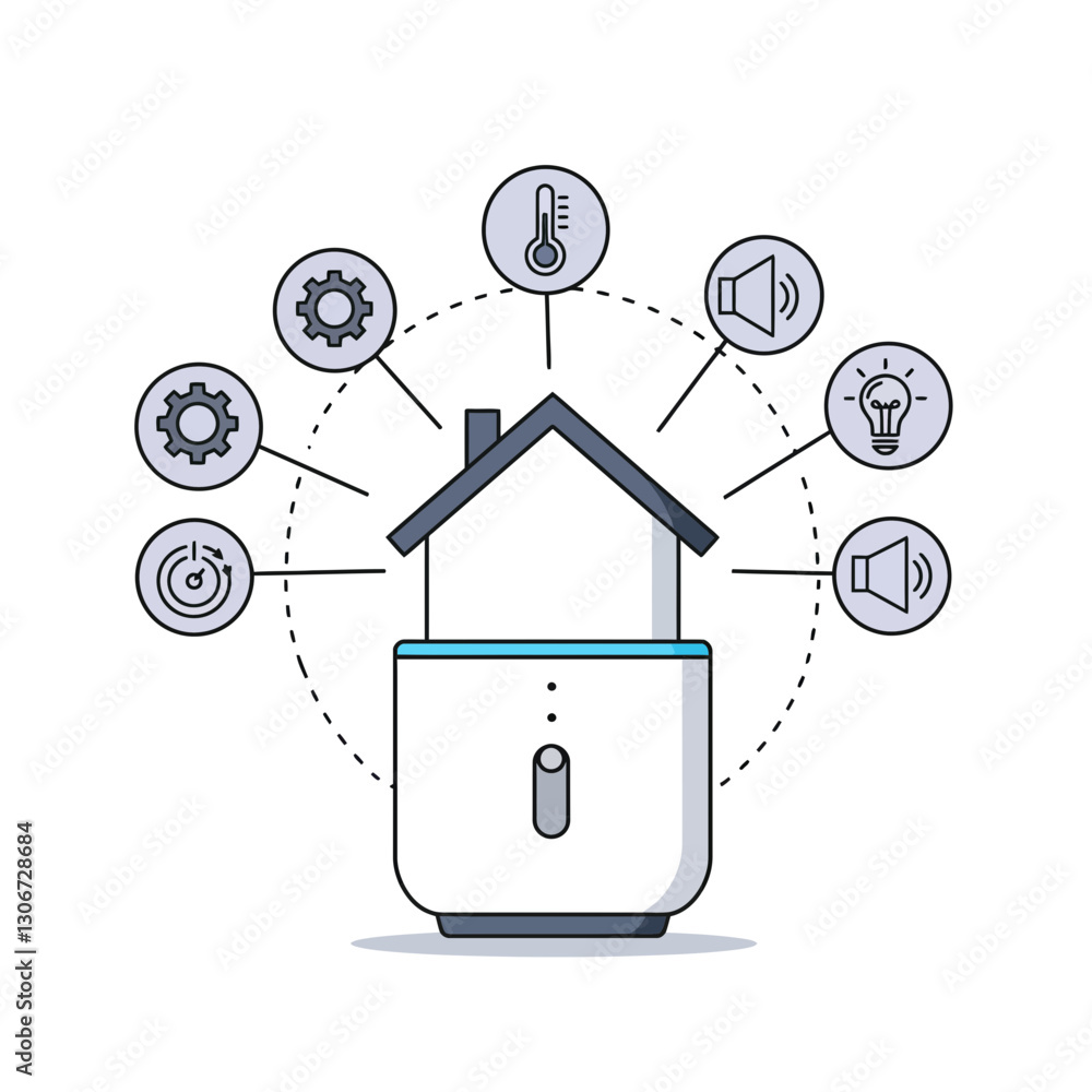 Poster smart home device with ai controls on a white background-transparent