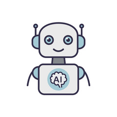 Robot With a Friendly Face and Ai Symbol on a White Background-transparent