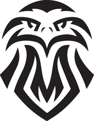 Bold Tribal Eagle Head Vector Logo in Black and White

