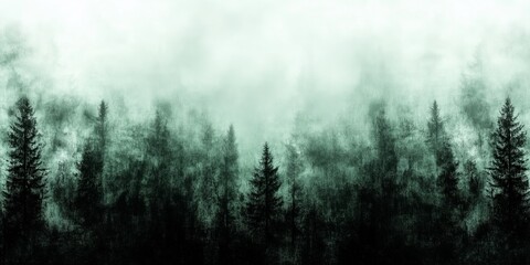 Abstract forest landscape with a misty atmospheric effect