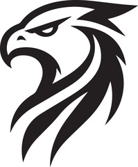Bold Tribal Eagle Head Vector Logo in Black and White

