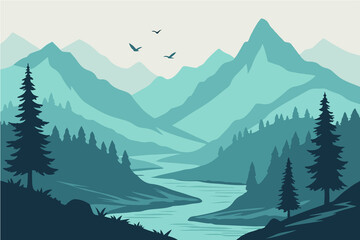Fototapeta premium mountain landscape with forest