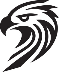 Bold Tribal Eagle Head Vector Logo in Black and White

