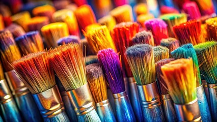 High-resolution image of colorful paintbrushes, ideal for art supply advertising or creative projects.