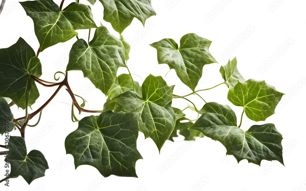 Poster A green ivy plant with trailing vines, isolated on a empty plain background