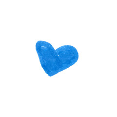Filled Heart Symbol, hand-drawn marker glyph with light blue color on transparent Background