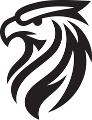 Bold Tribal Eagle Head Vector Logo in Black and White

