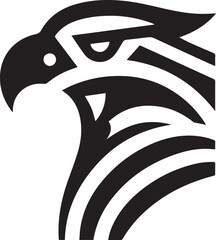 Bold Tribal Eagle Head Vector Logo in Black and White

