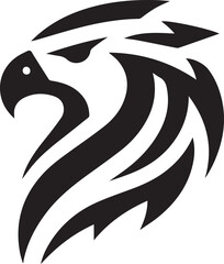Bold Tribal Eagle Head Vector Logo in Black and White

