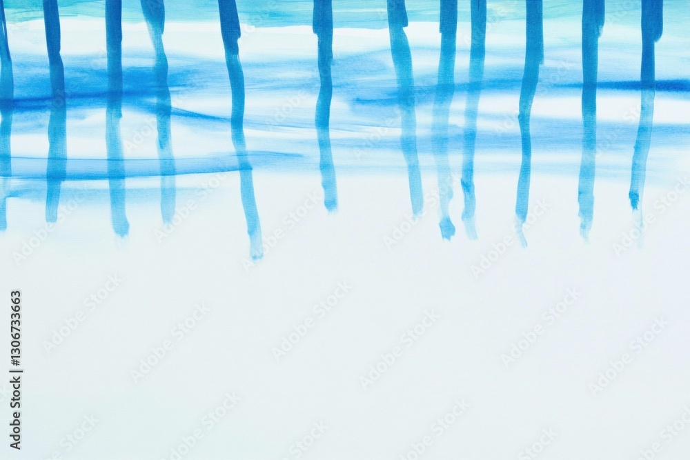 Aufkleber abstract blue watercolor with vertical lines and reflections, creating a serene and calming atmosphe
