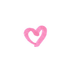Outline Heart Symbol, hand-drawn marker glyph with pink color on transparent Background