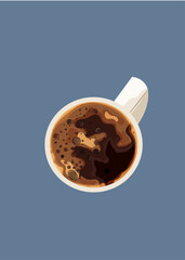 Coffee on blue light background. Vector illustration. 