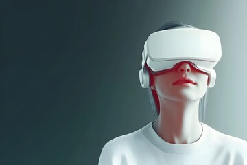 3d rendering white virtual reality headset perspective view
