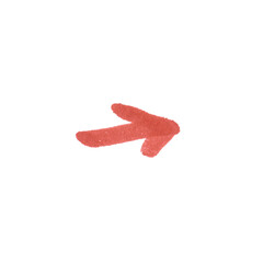 Arrow Symbol, hand-drawn marker glyph with red color on transparent Background