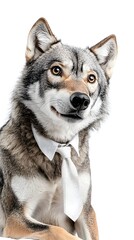 Fototapeta premium Symboliczna ilustracja przedstawiająca wilka w eleganckim garniturze i krawacie, uosabiającego bezwzględność świata finansów i korporacyjnej hierarchii, idealna do artykułów o biznesie, strategii i et