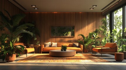 Modern Living Room with Green Sofas and Natural Light