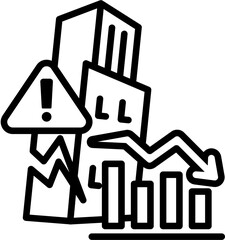 Bankruptcy Icon in Outline Style. Simple Vector Design. Simple Vector Outline Icon