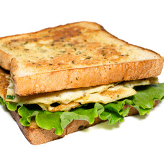Simple  egg sandwich on isolated white. 