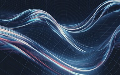 Abstract digital waves on a grid background