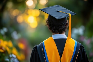 Graduates in caps and gowns celebrate their achievement..