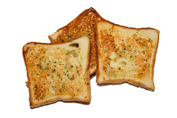 Herbs toast bread on isolated white.