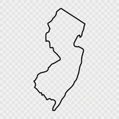 New Jersey Map Black, State Border, United States, US America, Transparent Isolated, Variations. Vector. New Jersey map, united states of america. Flat concept icon symbol vector illustration