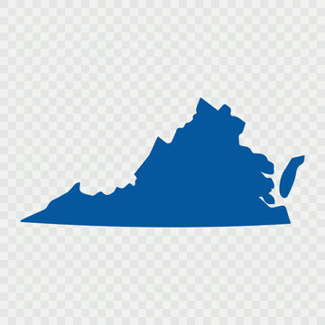 Virginia Map Black, State Border, United States, US America, Transparent Isolated, Variations. Vector. Map of the U.S. state Virginia