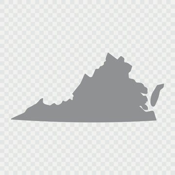 Virginia Map Black, State Border, United States, US America, Transparent Isolated, Variations. Vector. Map of the U.S. state Virginia