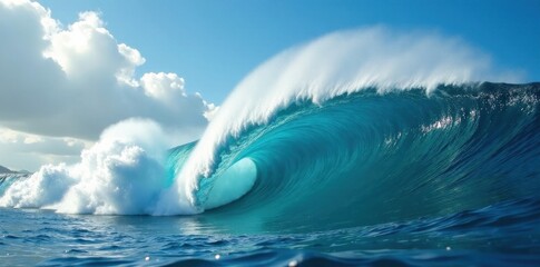 Massive wave crests, crashing on Oahu's North Shore , blue, Hawaii, winter