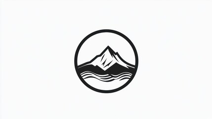 Obraz premium Mountain lake logo design, nature scene, white background, graphic design