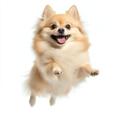Pomeranian jumping pet background canine.