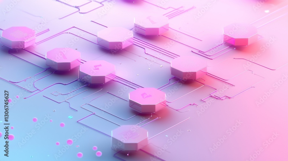 Aufkleber abstract depiction of a pink computer circuit board layout