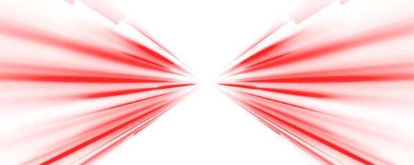 Red neon light streaks on a futuristic road. Abstract speed lines in a digital cyber environment. Motion blur effect, high-tech concept. PNG vector background for sci-fi and tech themes.