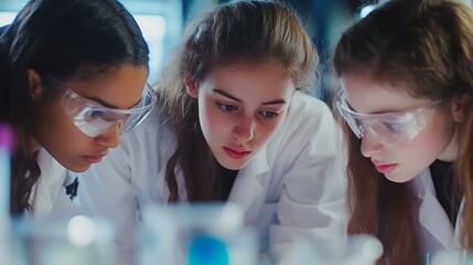 Young Female Scientists Conducting Laboratory Experiments